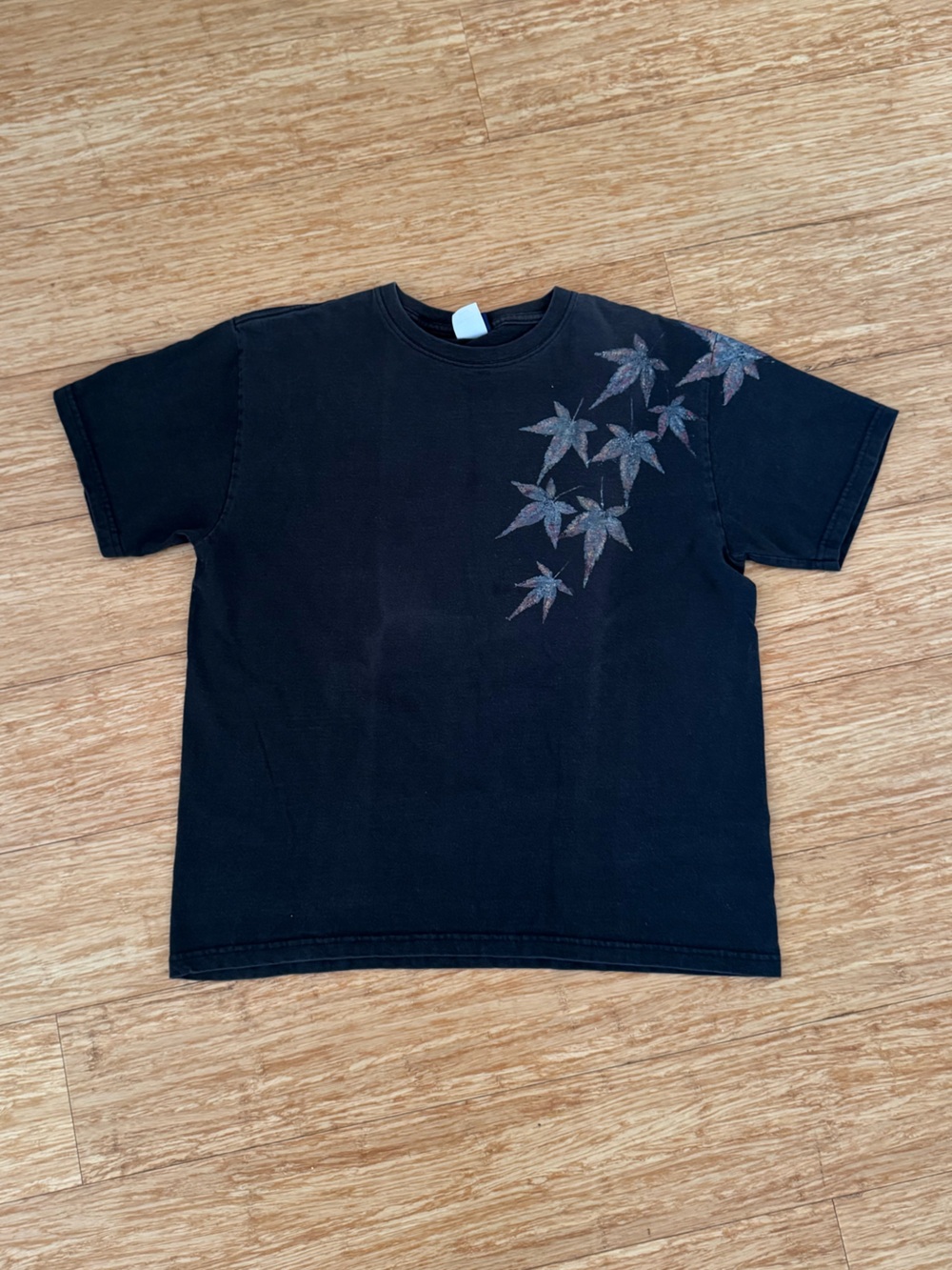 Vintage Honors black painted glitter leaf print t-shirt